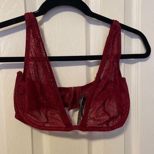 Maroon Very Sexy Unlined Lace Bra